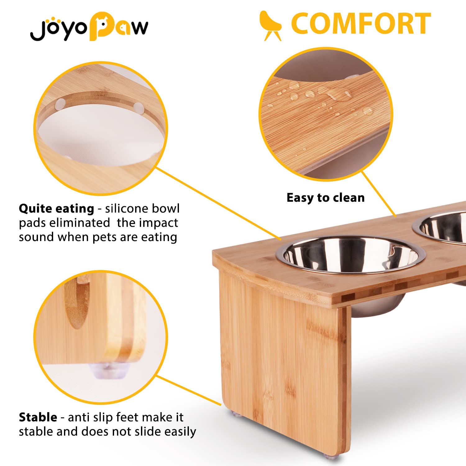 Joyopaw dual stainless steel bowls 40oz for medium dogs with easy cleaning