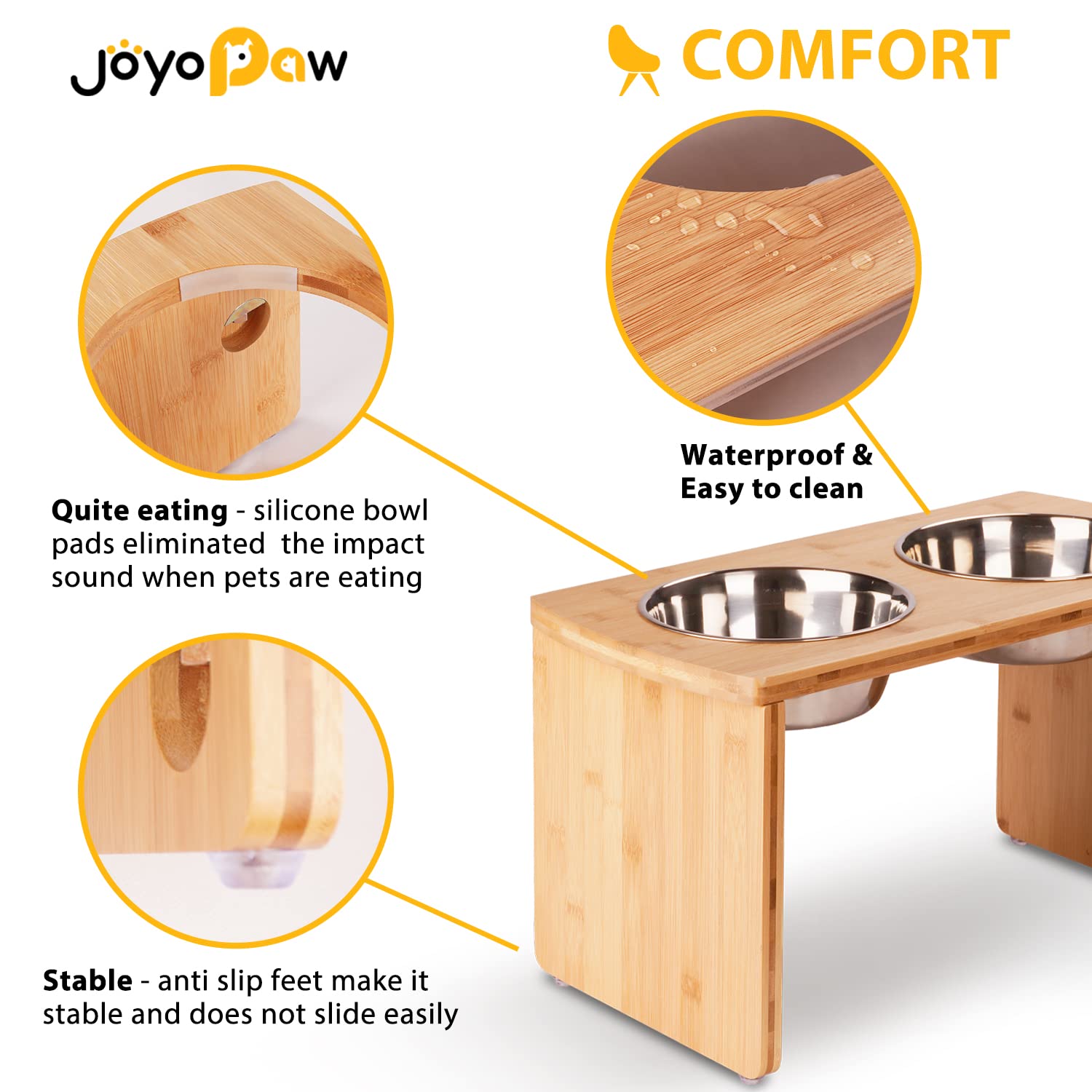 JOYOPAW easy-assembly stand with included screws for quick setup.