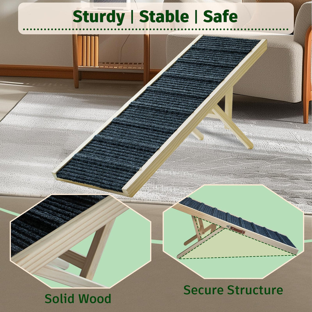 JoyPetCabin dog ramp anti-slip surface improves grip on stairs.