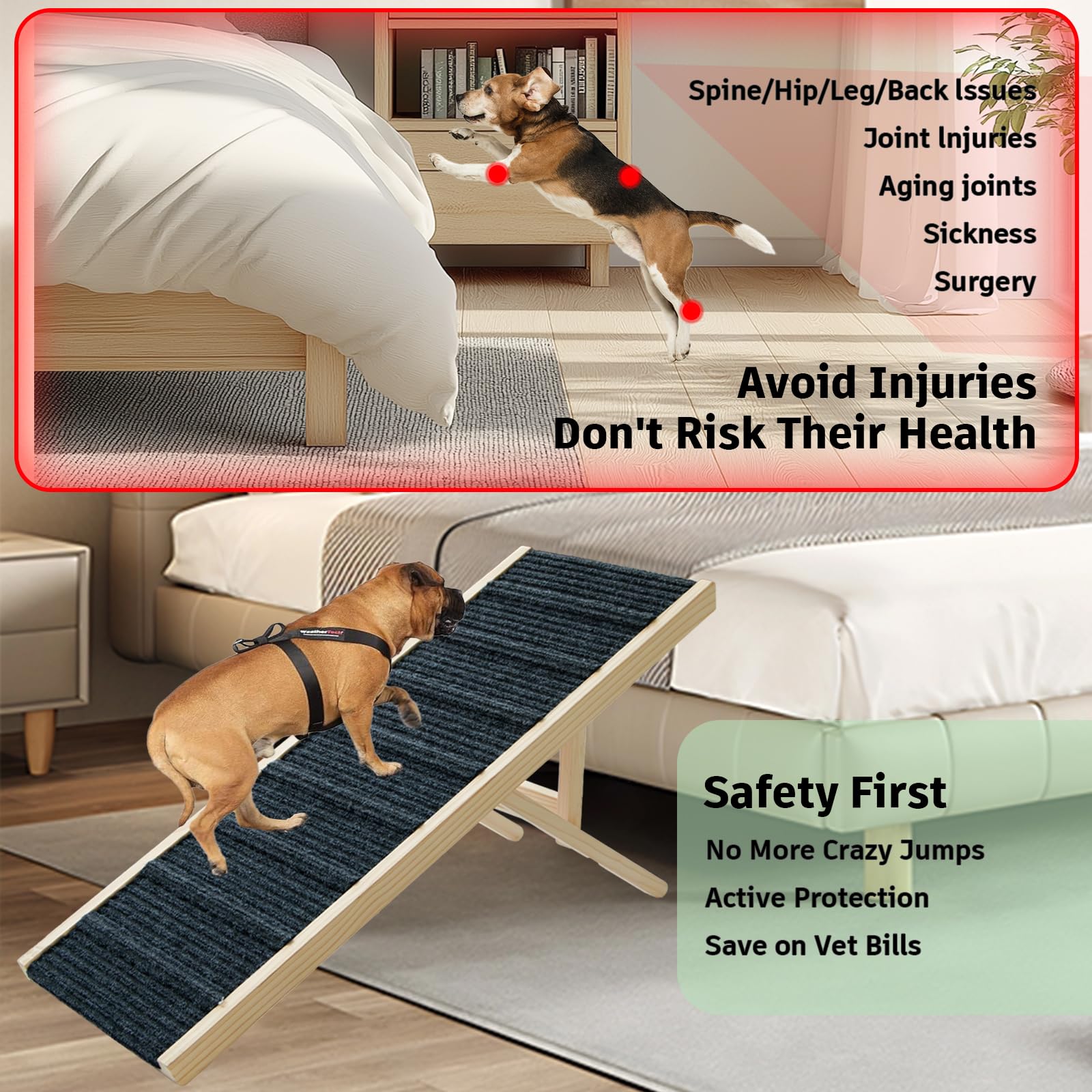 JoyPetCabin dog ramp carry handle enables easy portability.