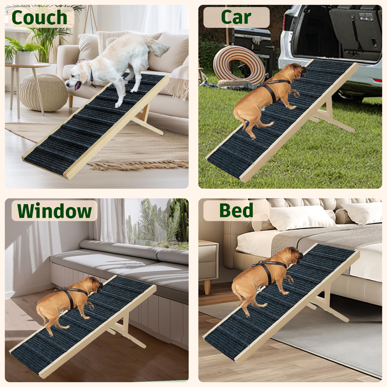 JoyPetCabin dog ramp 15.6 inch width supports comfy stride.