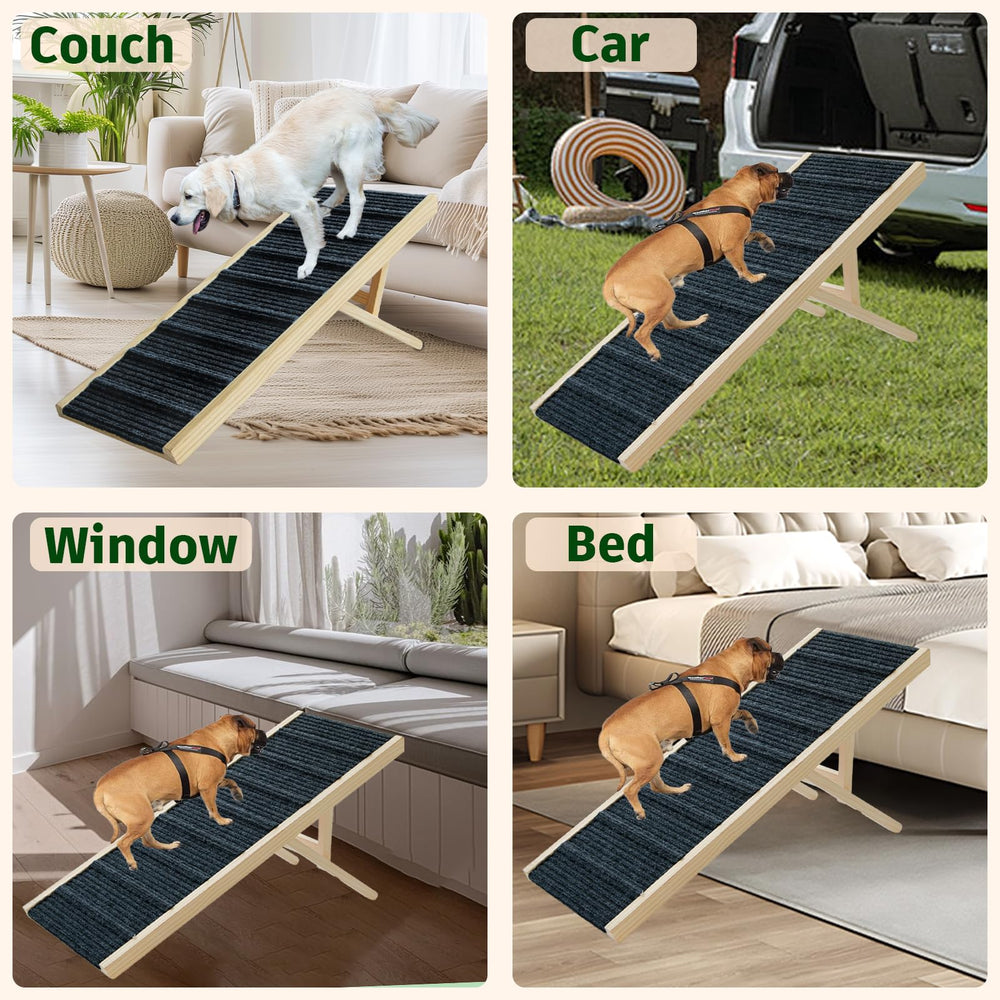 JoyPetCabin dog ramp 15.6 inch width supports comfy stride.