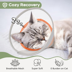 Joypig Cat Cone Collar Soft mesh material provides lightweight, gentle wear