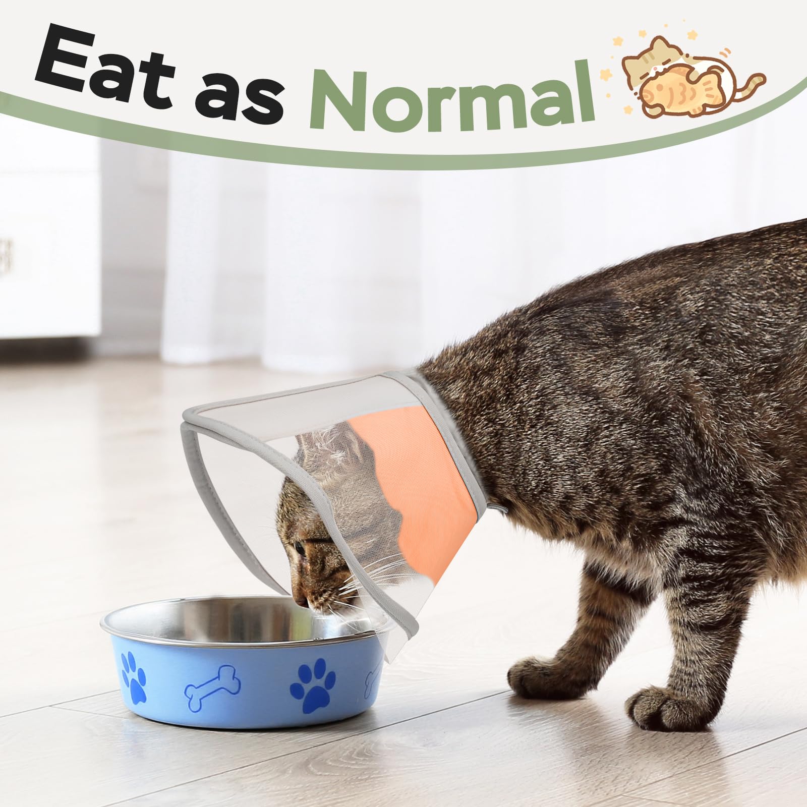 Joypig Cat Cone Collar Soft side view reveals breathable mesh for everyday activity