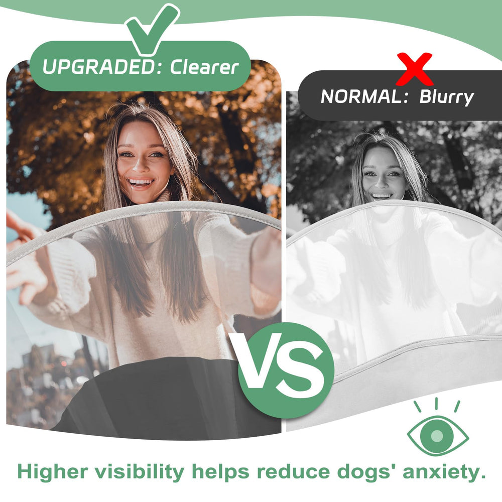 Joypig ultra‑clear PVC cone offers improved visibility for calmer pets.