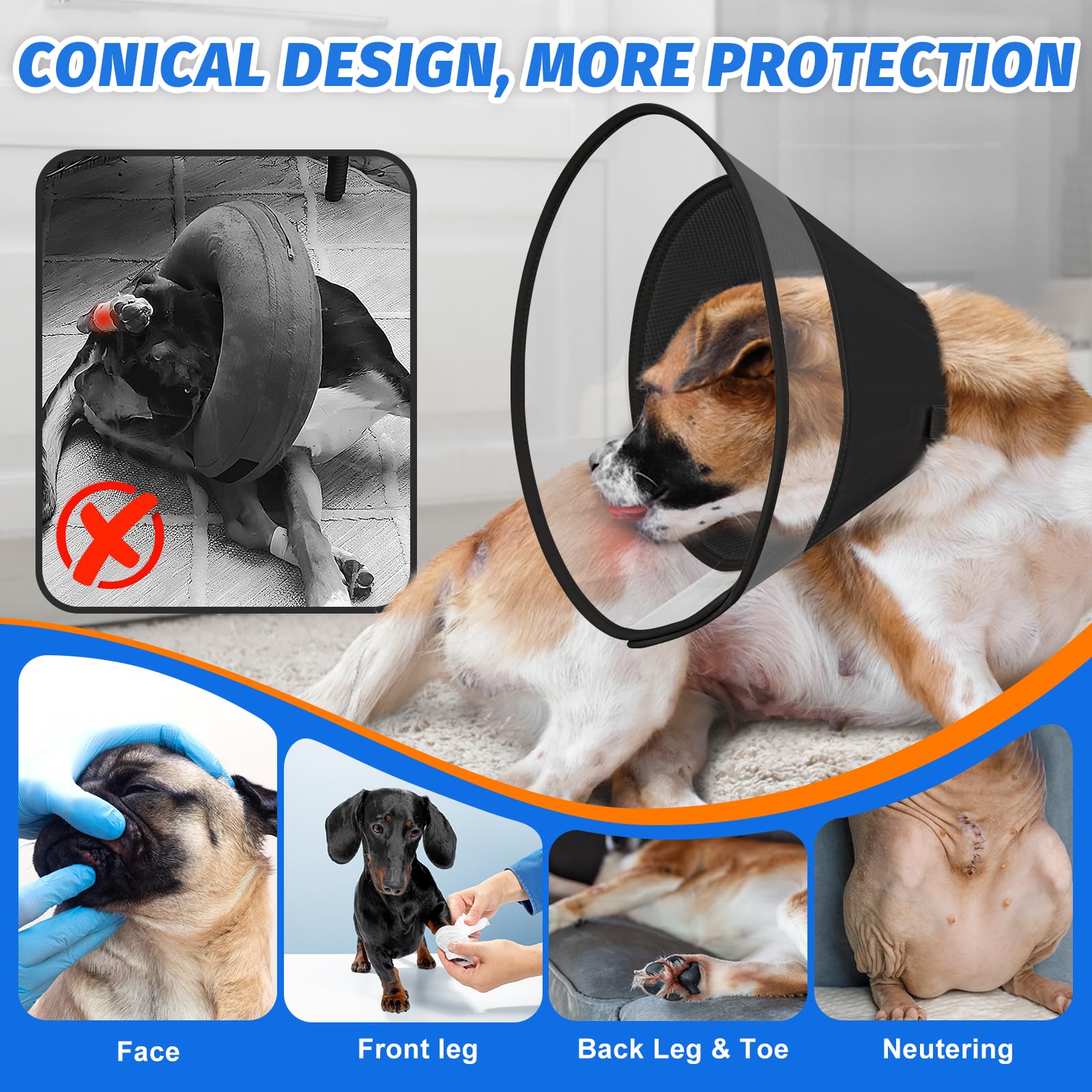 Joypig Elizabeth recovery cone shows gentle design for comfortable wear