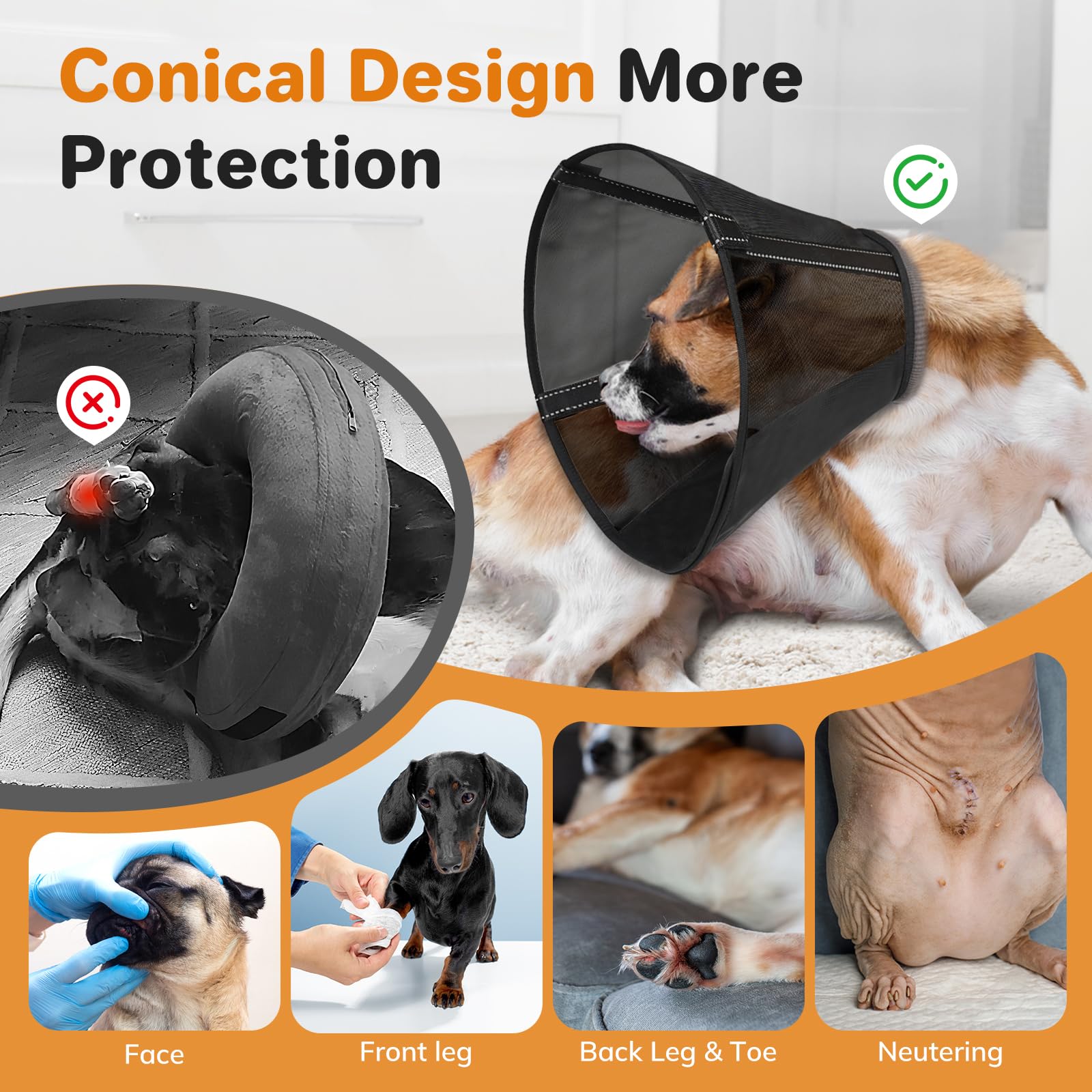 Joypig available in seven sizes ensures a secure fit for small to large breeds.