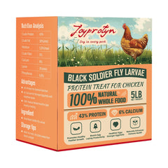 Joyprotyn 5LB BSFL bag front view with calcium-rich feed for strong eggshells