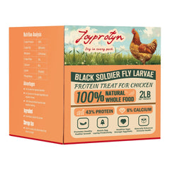 Joyprotyn BSFL 2lb bag of dried larvae for poultry eggshell support.