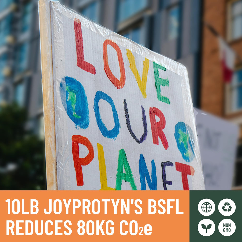 Joyprotyn BSFL sustainability logo emphasizing eco-friendly production.