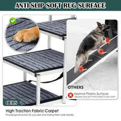 Joyrally aluminum dog stair with reinforced side stability bars