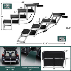 Joyrally aluminum dog stairs with reinforced bars for sturdy load up to 200 lbs