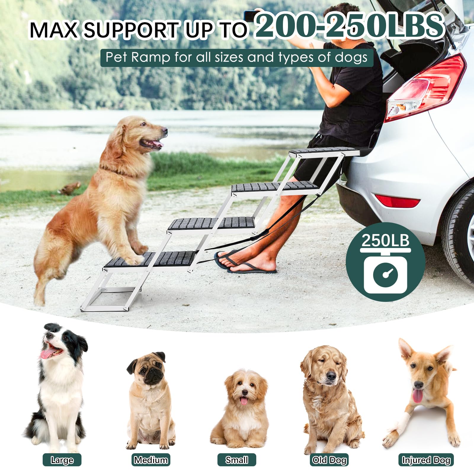 Joyrally dog stair anti-slip surface for better traction