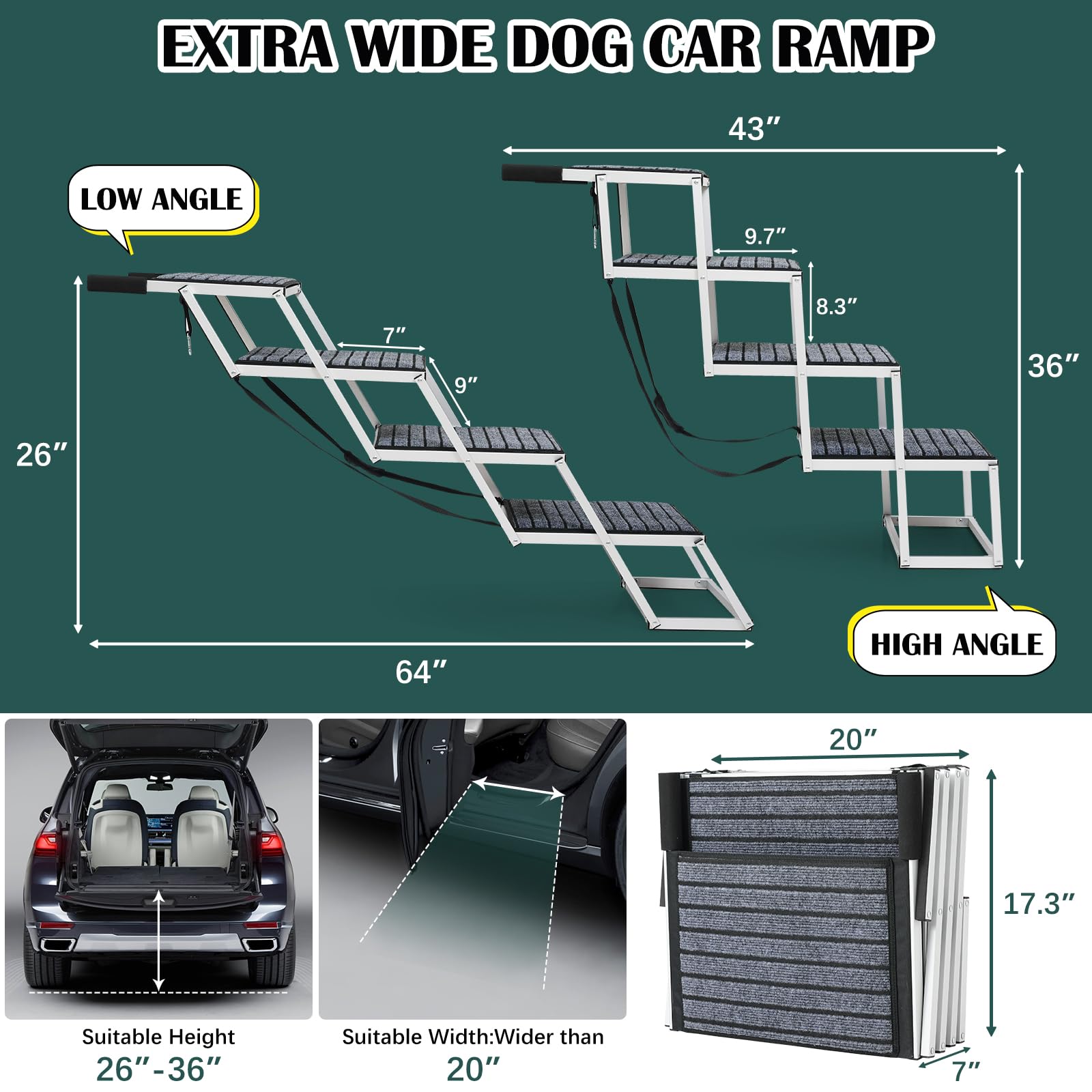 Joyrally dog stair large-dog-use showing stable, confident climbs