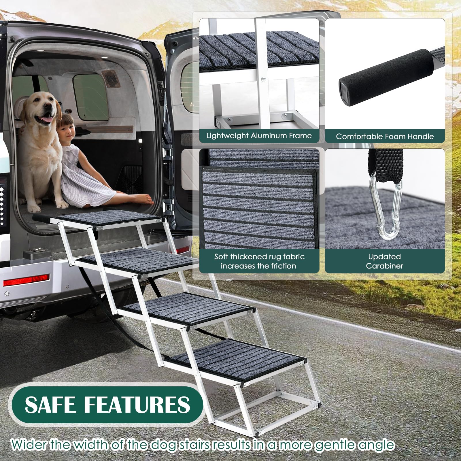 Joyrally foldable dog ramp for car in deployed position