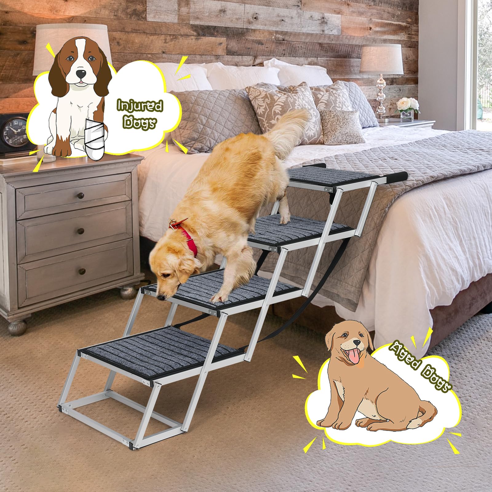 Joyrally portable dog stair stored in trunk