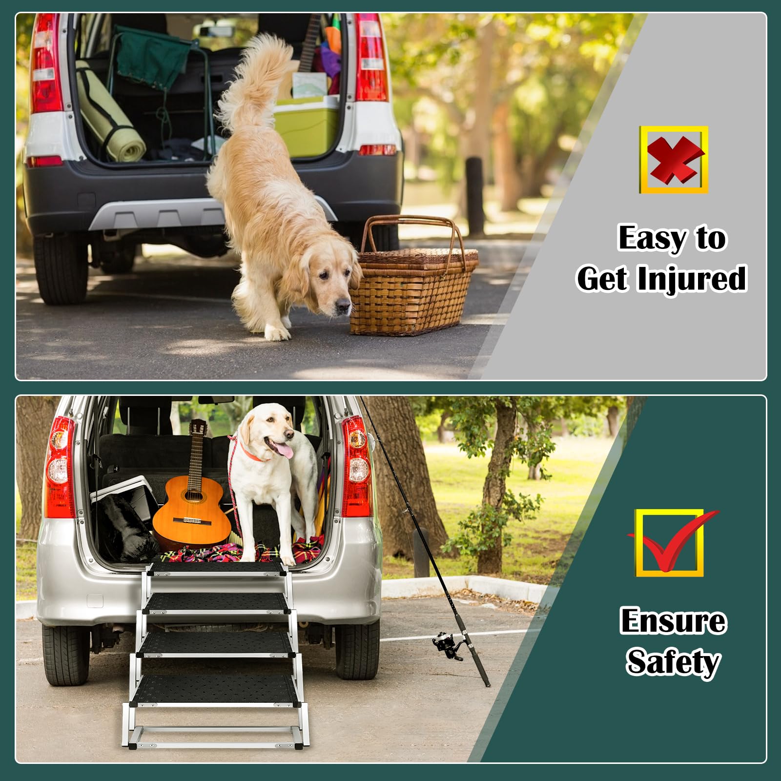 Joyrally two-angle adjustable stairs suit large and small dogs