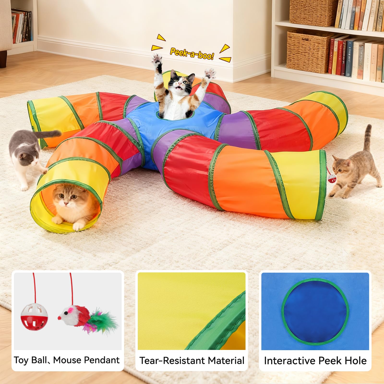 Joytale cat tunnel mouse pendant sparks hunting play and curiosity
