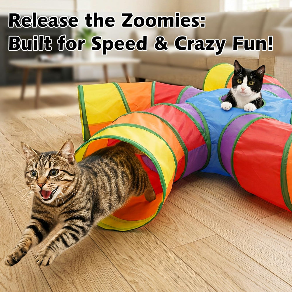 Joytale rainbow tunnel bright colors indoor space inviting pets to explore