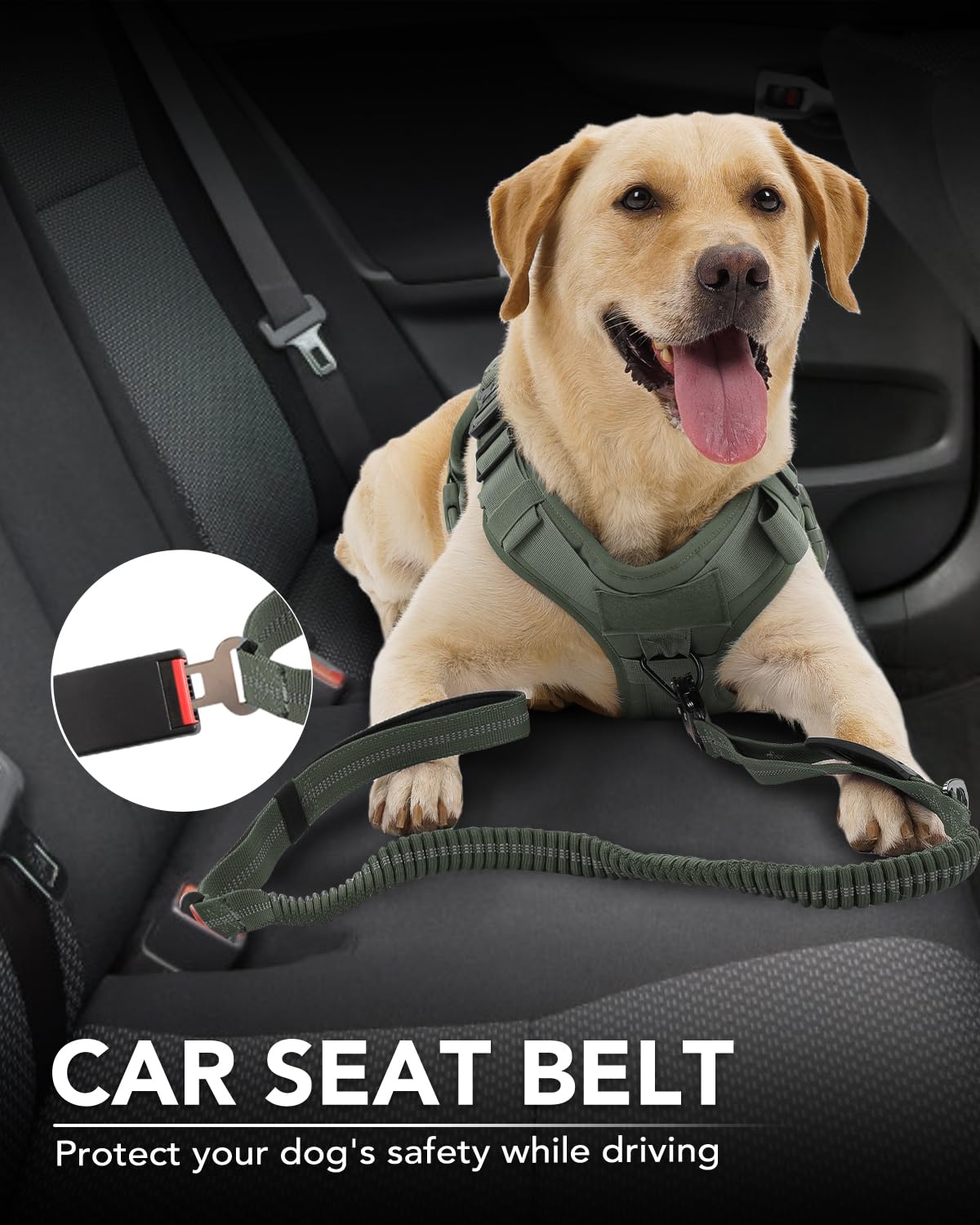 Joytale Leash includes built-in universal seat belt tab for safe car trips.
