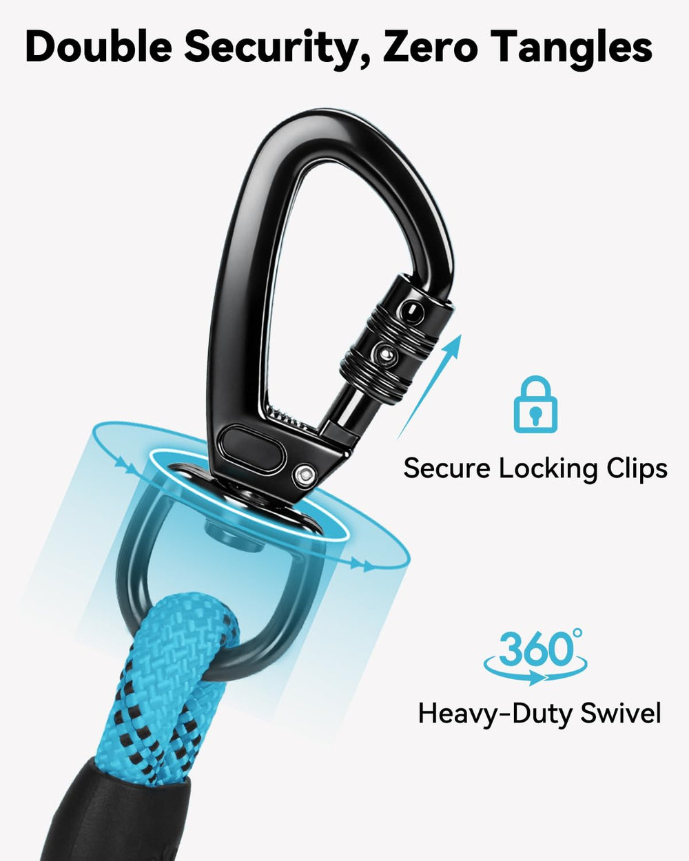 Joytale long leash with reflective threading for night visibility.