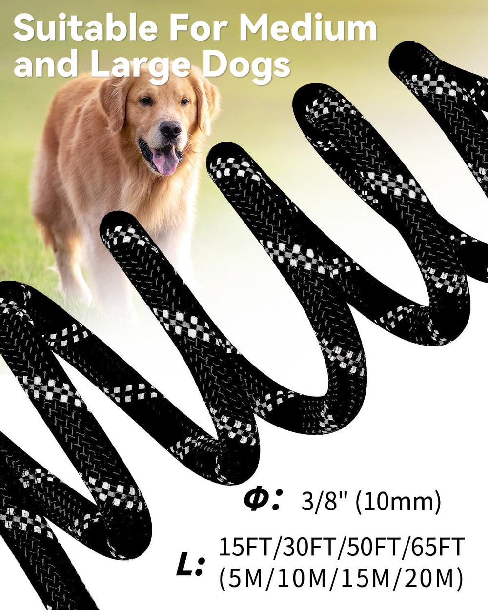 Joytale Long Leash uses rust-proof clips and safety locks for reliability.