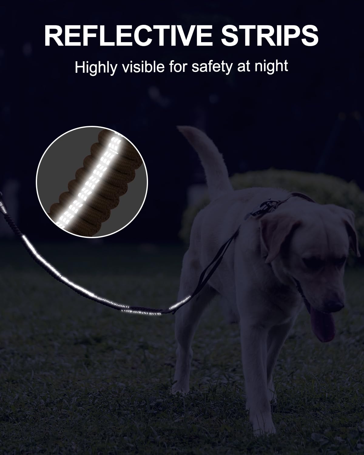 Joytale Tactical Dog Leash 200-lb nylon withstands strong tension.