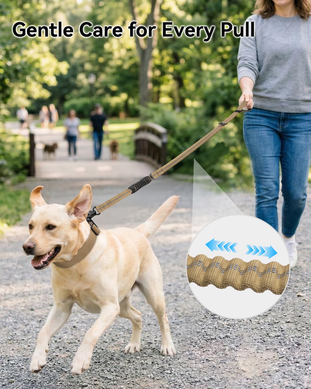 Joytale Tactical Dog Leash dual handles give comfortable control in crowded areas.