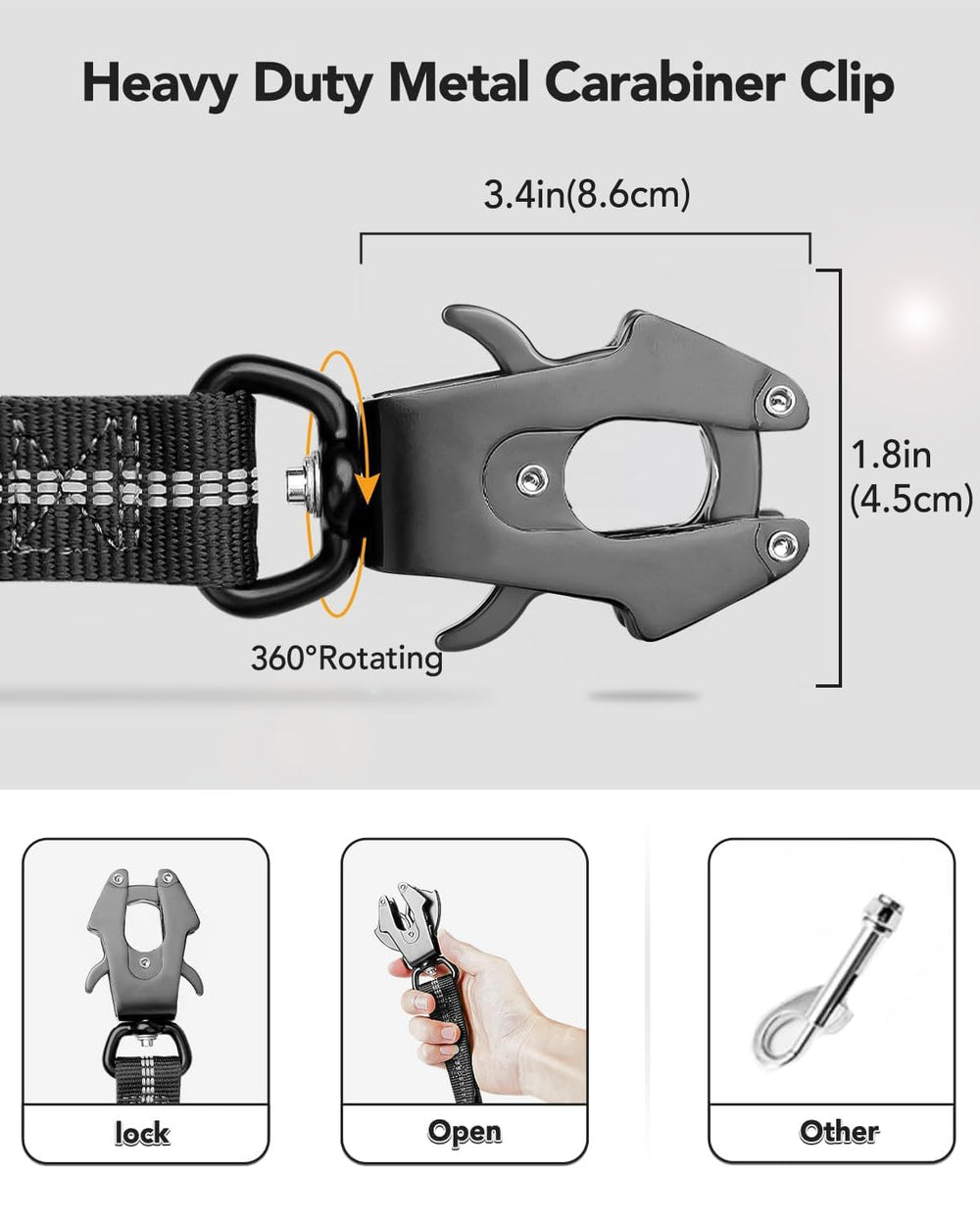 Joytale Tactical Dog Leash zero-shock bungee absorbs pulls for smoother walks.