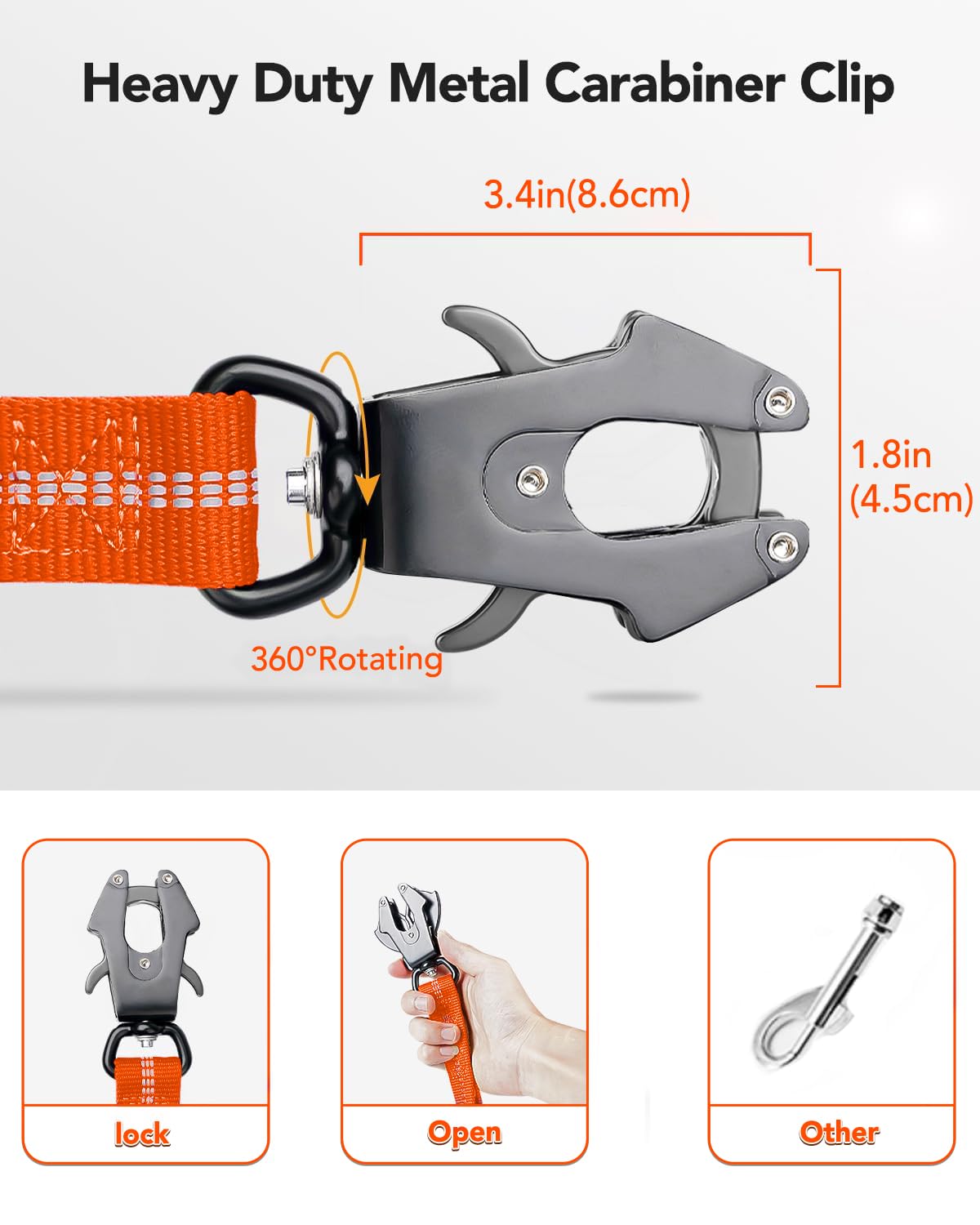 Joytale Tactical Dog Leash zero-shock bungee reduces wrist strain during strong pulls.