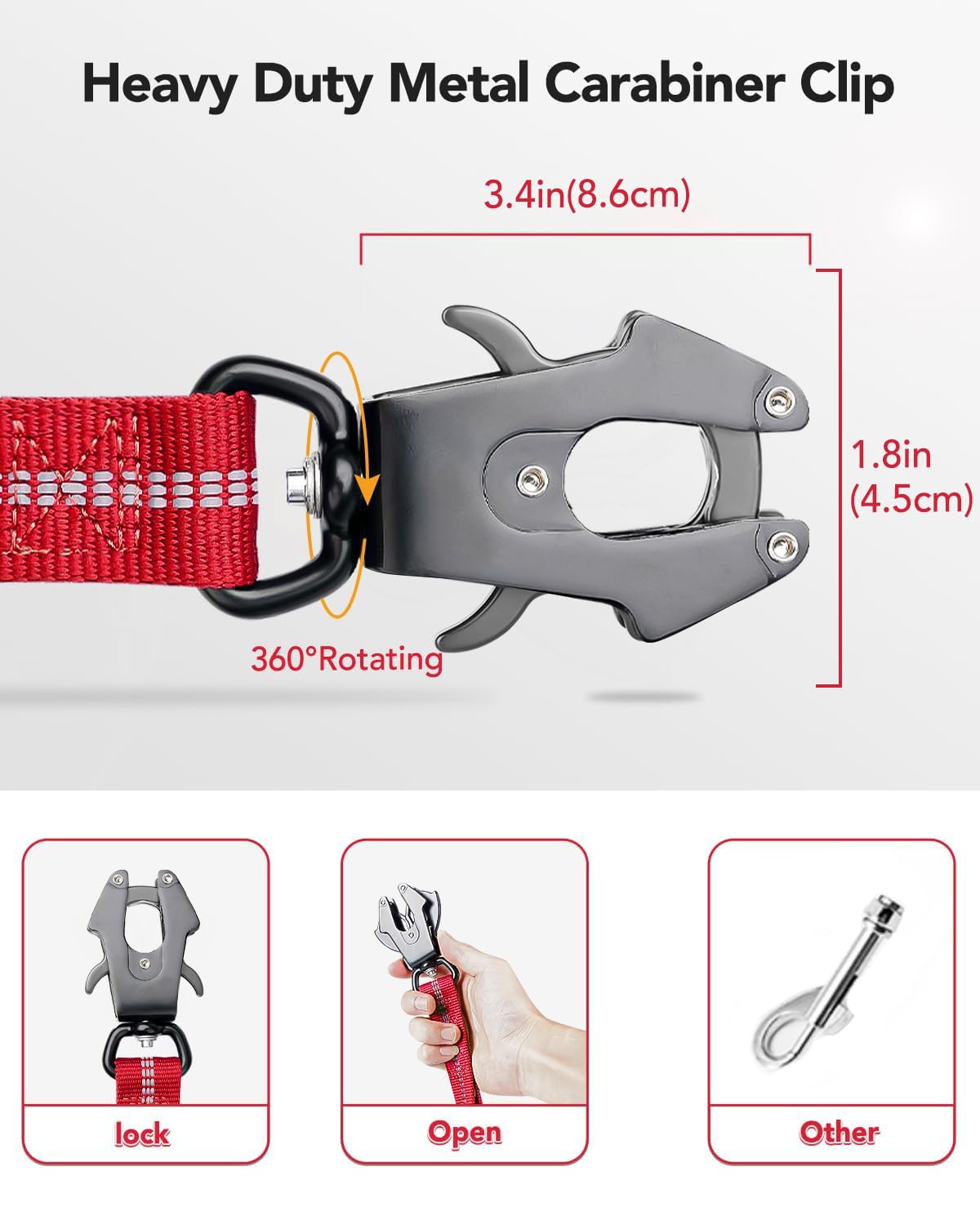 Joytale Tactical Leash padded end handle gives comfortable grip on walks.