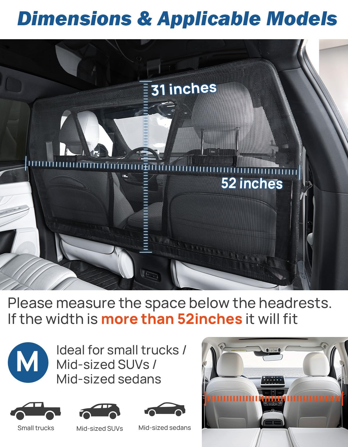 JOYTUTUS 52x31 inch barrier size fits a wide range of vehicles