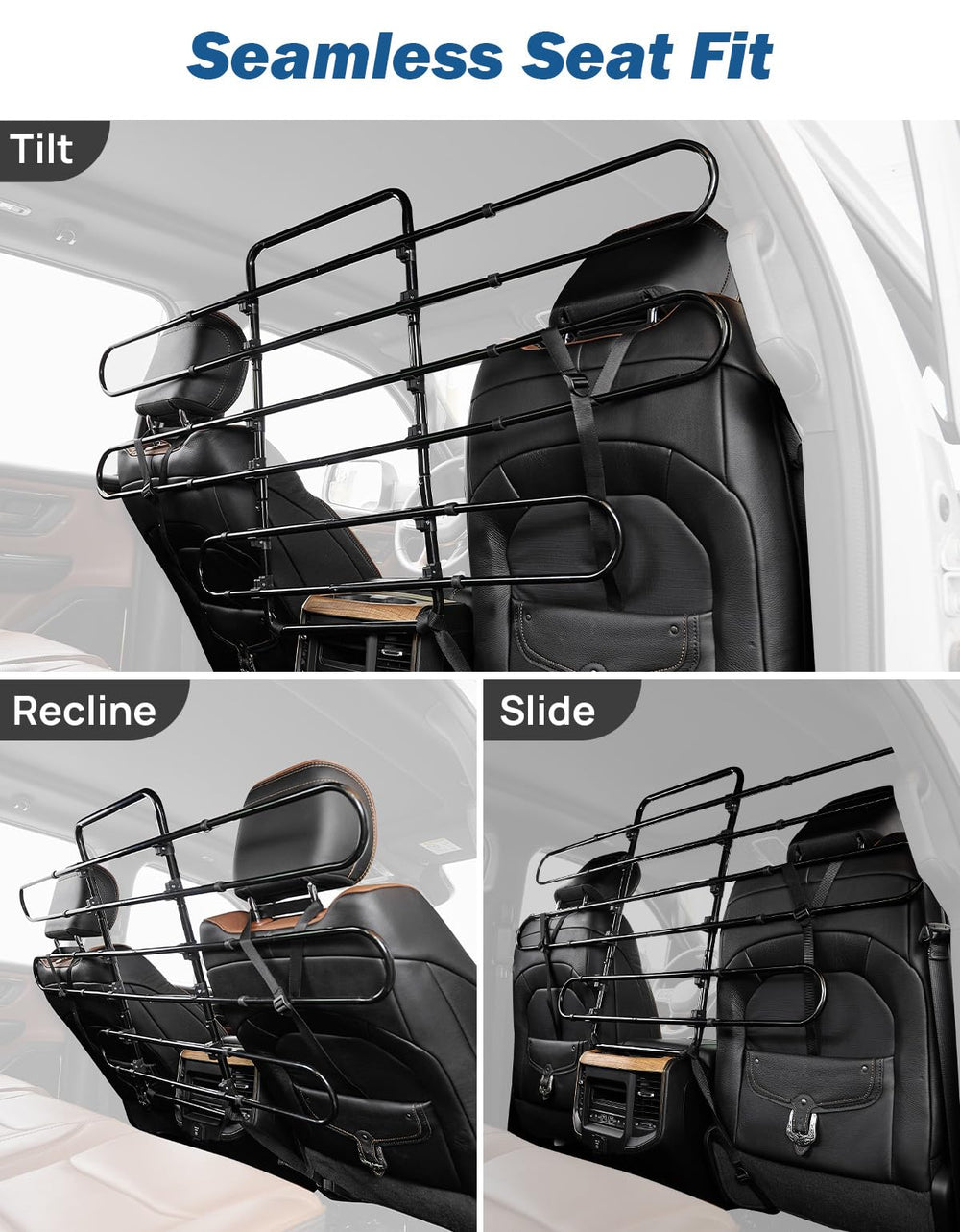 JOYTUTUS barrier demonstrates adjustable width 34–58 inches for versatile vehicle fit