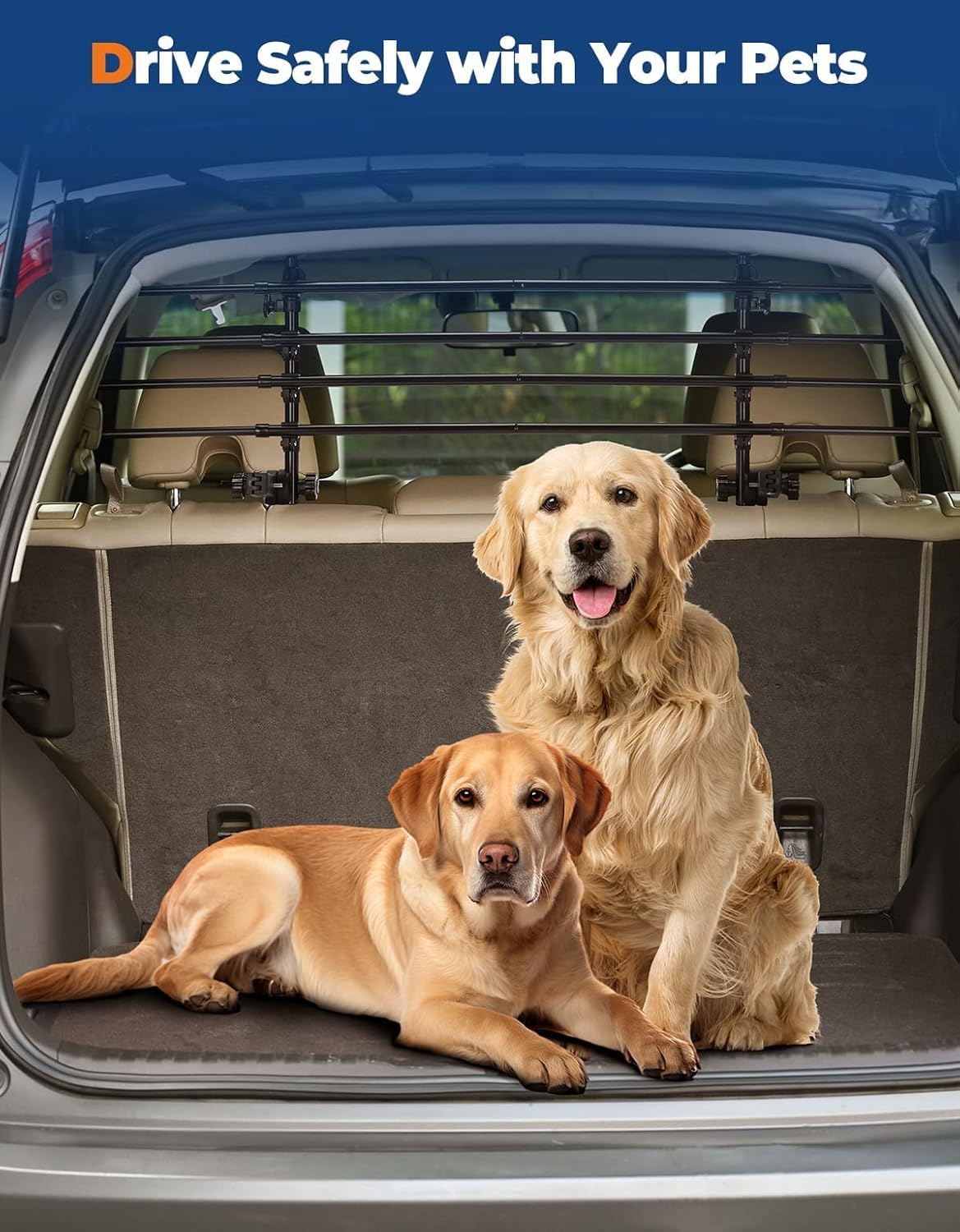 JOYTUTUS barrier protecting the cargo area during pet rides