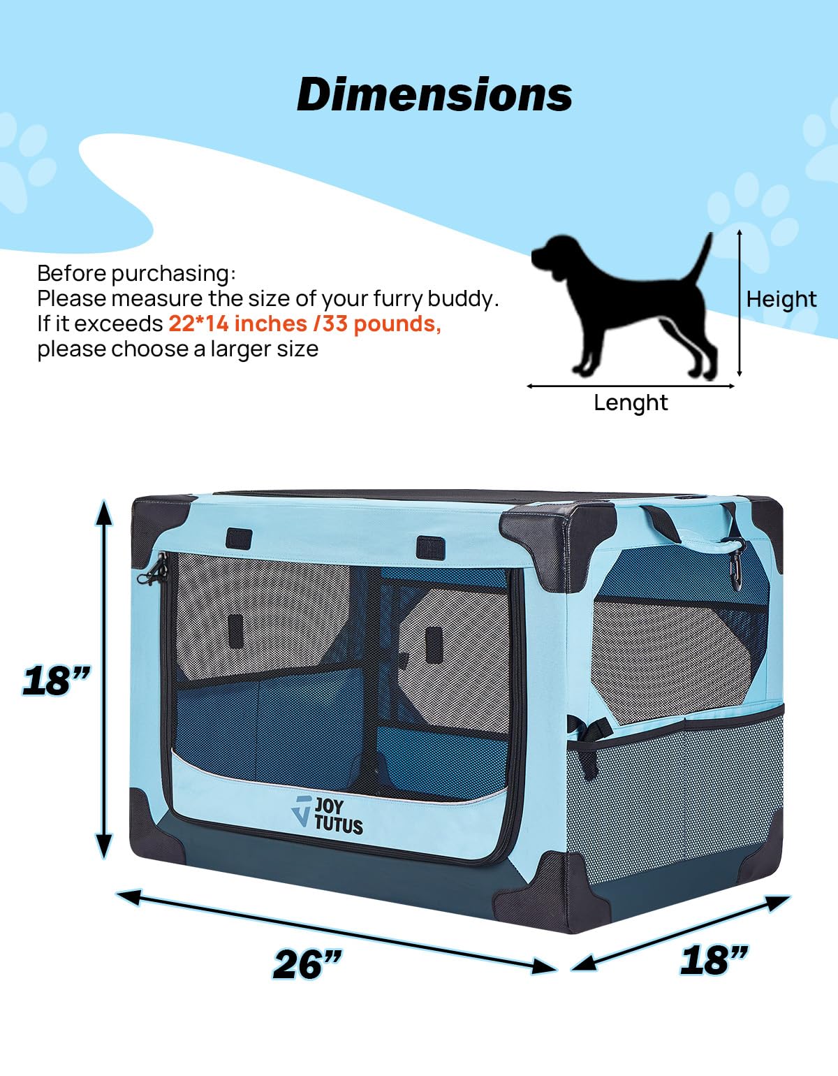 JOYTUTUS foldable structure frame keeps crate sturdy during travel and easy to store.