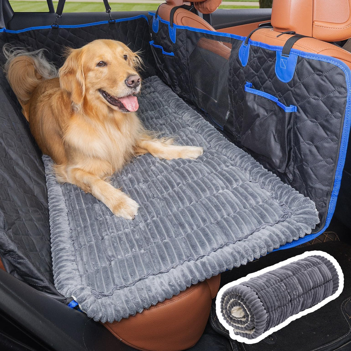 JOYTUTUS dog mat bed on backseat extender for a secure, comfy ride