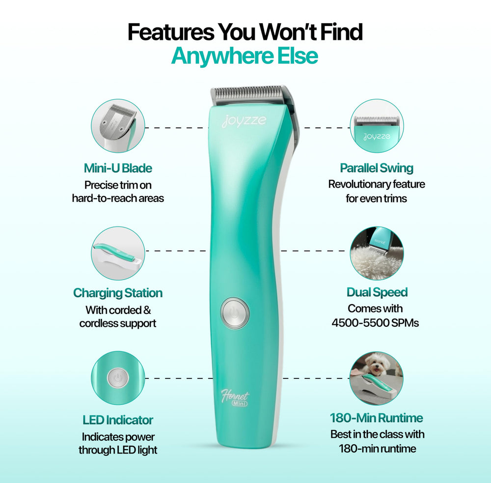 JOYZZE Hornet Mini Trimmer close-up blades for precise trims.