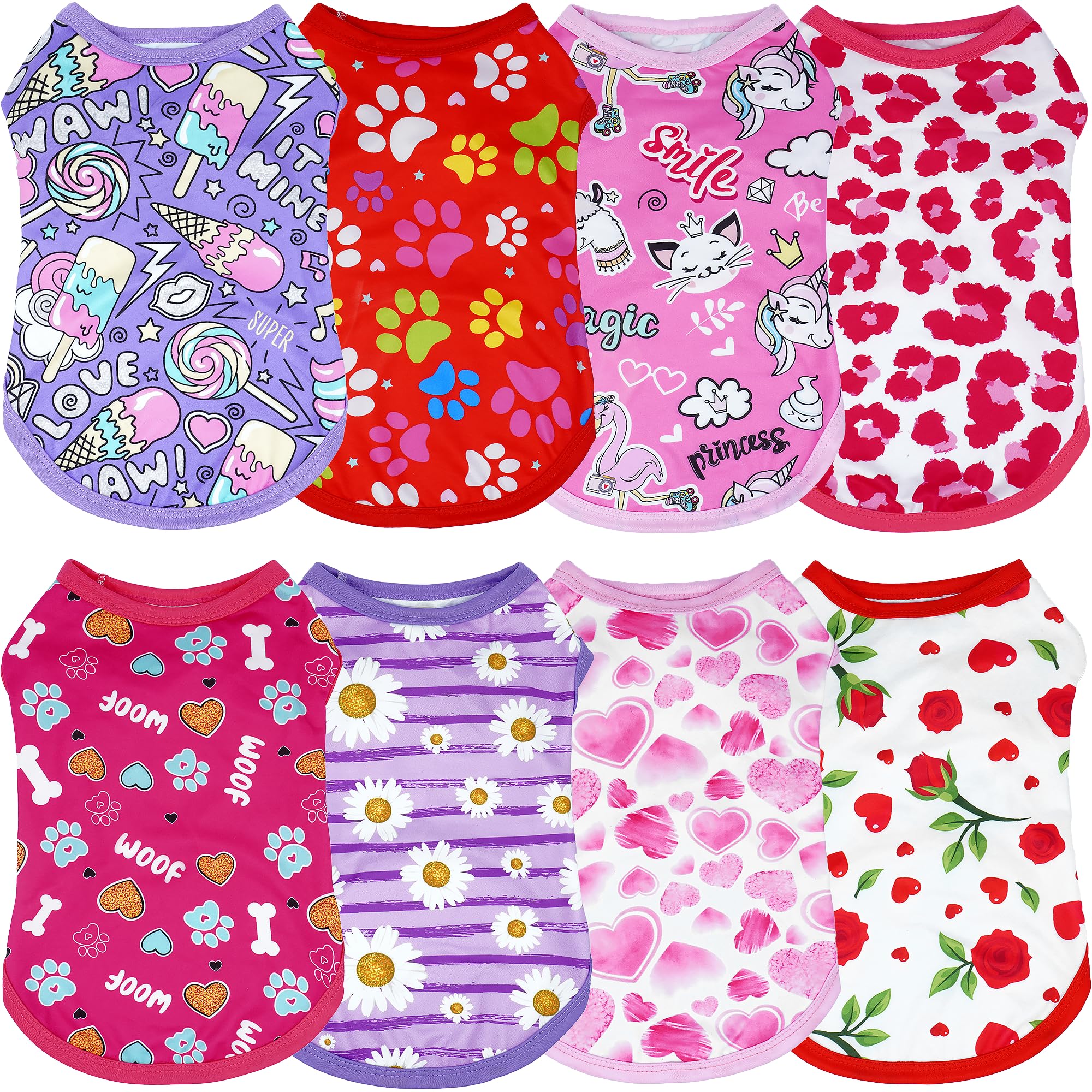 JpGdn 8-piece pink dog shirts pack, ideal for daily wear.