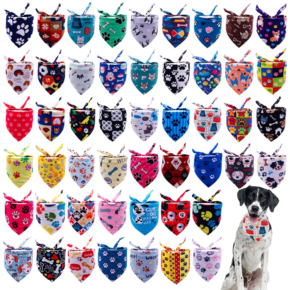 JpGdn paw bone print dog bandana for everyday wear and photo sessions