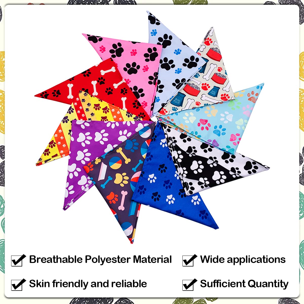 JpGdn XL paw bone bandana ideal for hikes and outdoor adventures
