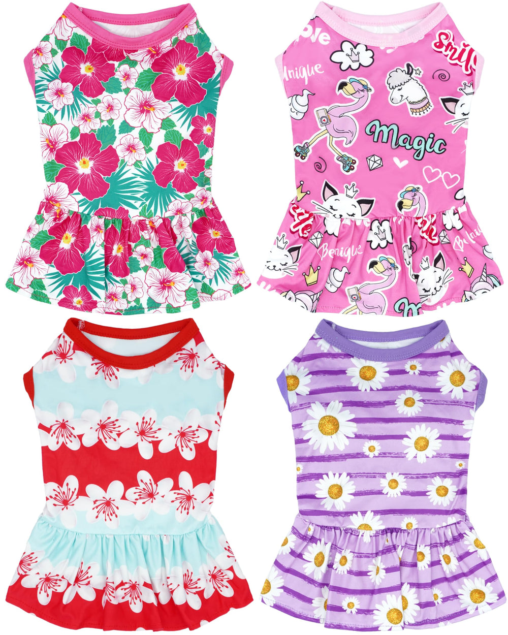 JpGdn dog dress purple daisy pattern for small dogs, ideal for everyday style.
