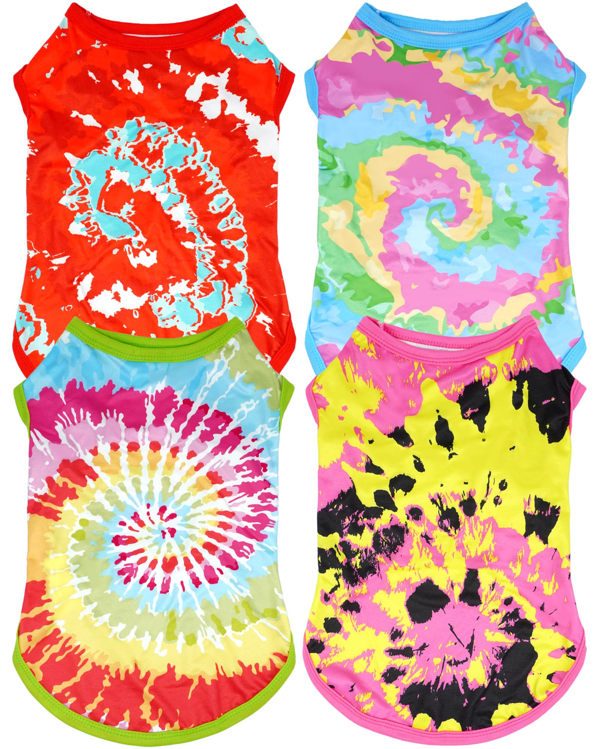 JpGdn tie-dye dog shirt pink close-up shows soft, breathable fabric for daily wear.
