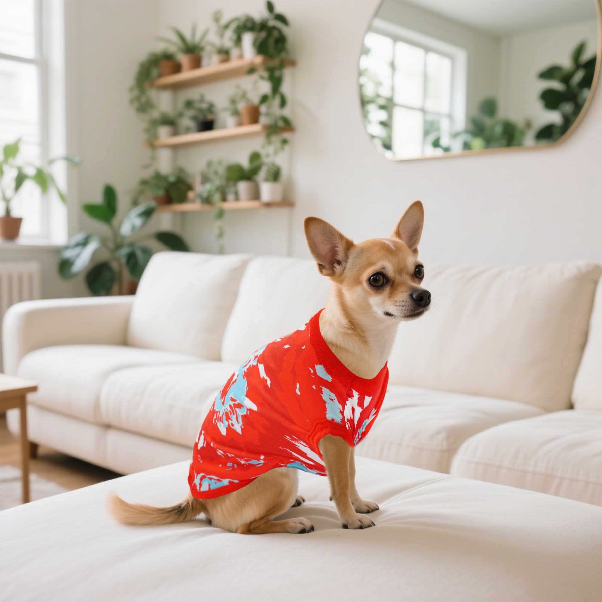 JpGdn tie-dye dog shirt size-chart visual invites easy selection for all breeds.