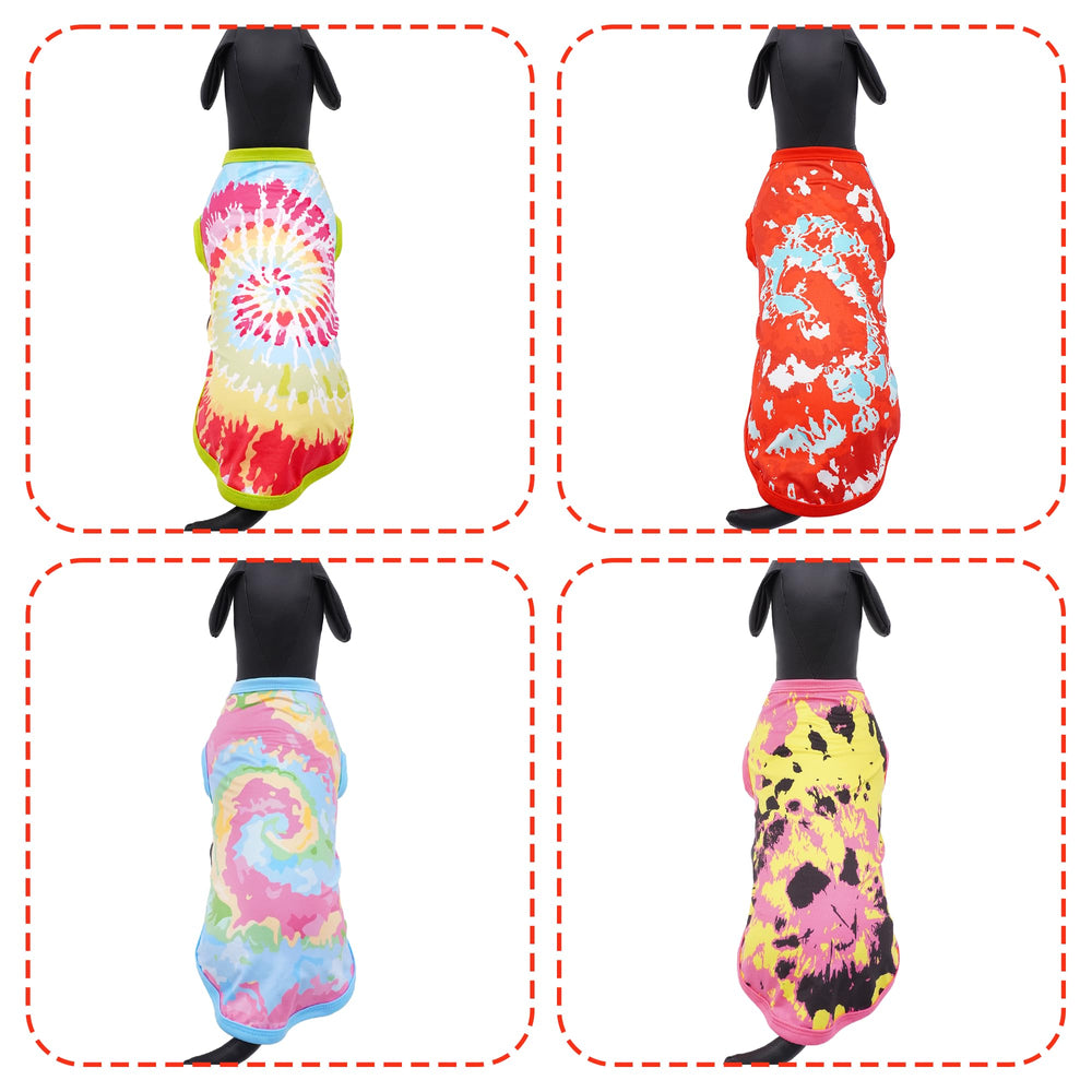 JpGdn tie-dye dog shirt small-dog wear shows versatile sizing for puppies.