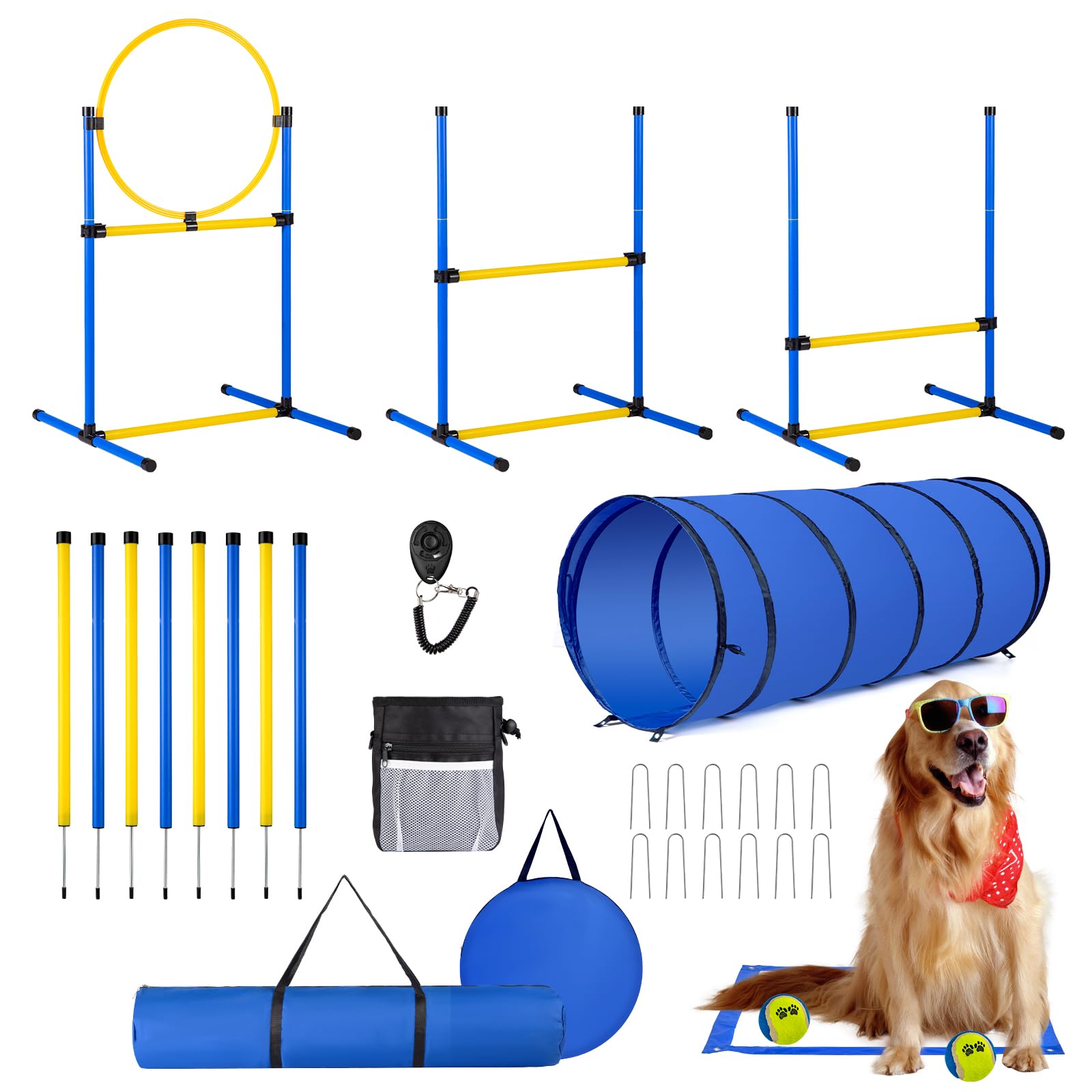 JRUICFDY dog agility backyard set; assembly in minutes for instant training fun.