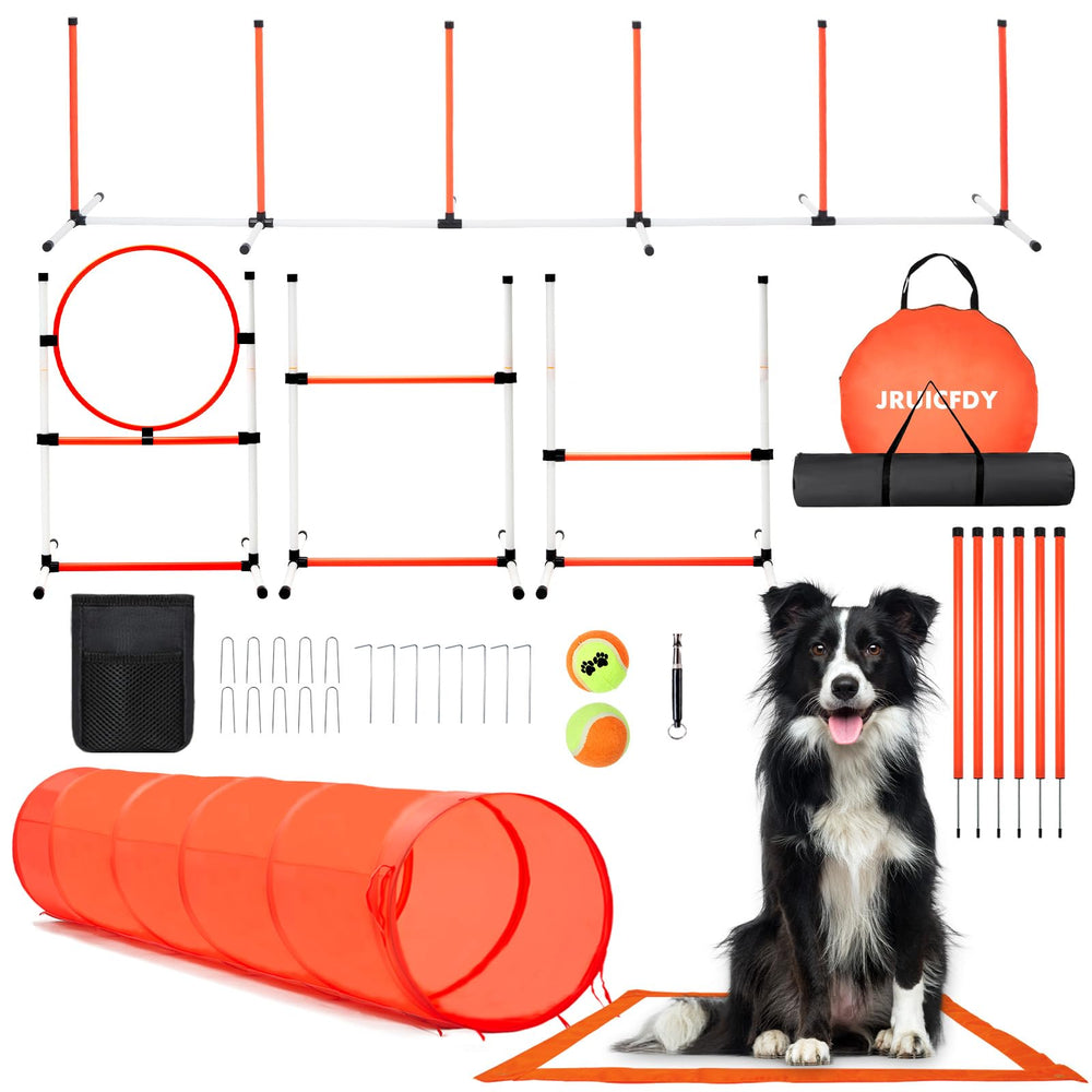 JRUICFDY dog agility backyard setup for home training sessions.