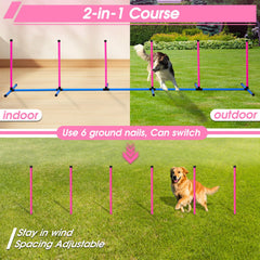 JRUICFDY weave poles with bases provide stable training on grass or pavement.