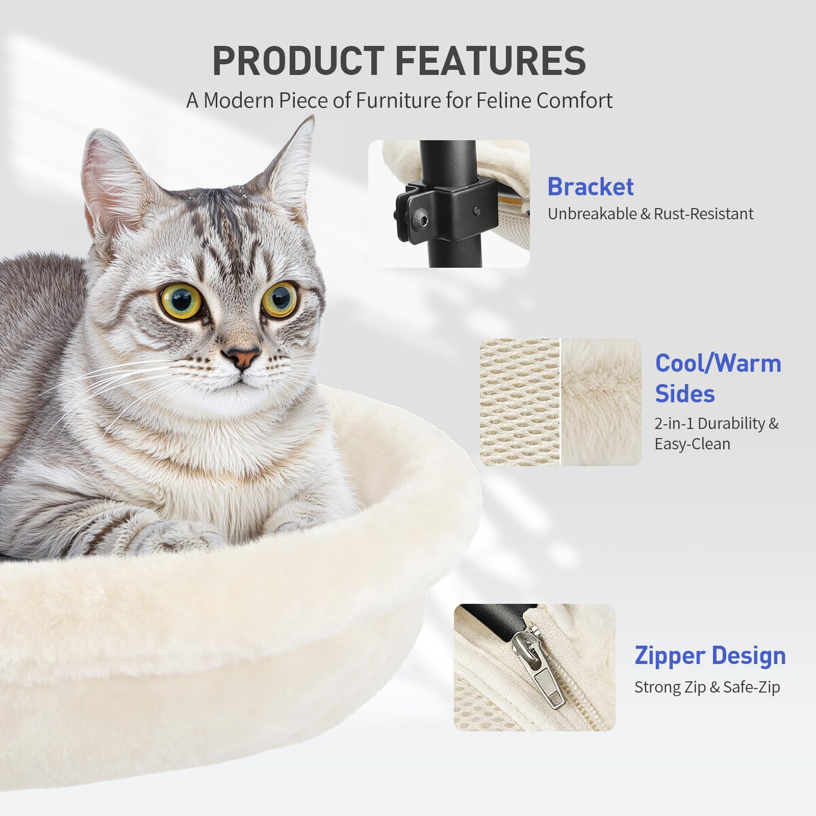 JSLIN Cat Desk Bed heavy-duty base provides stability for large cats.