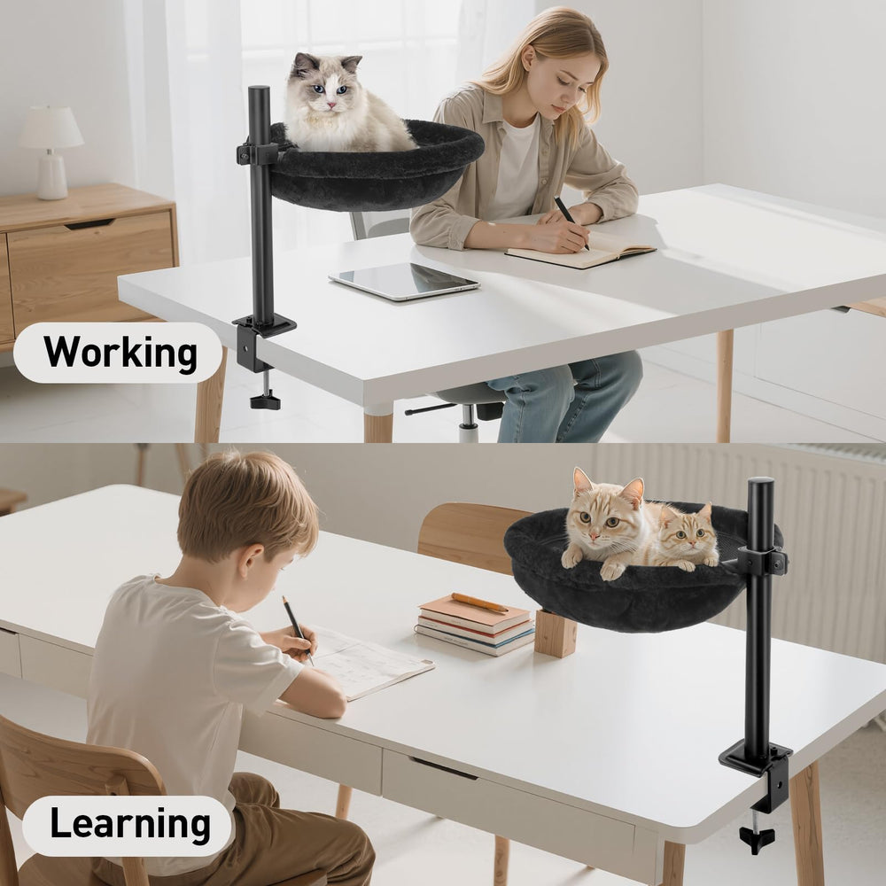 JSLIN Cat Desk Bed low-profile edge keeps cats aware of surroundings during work