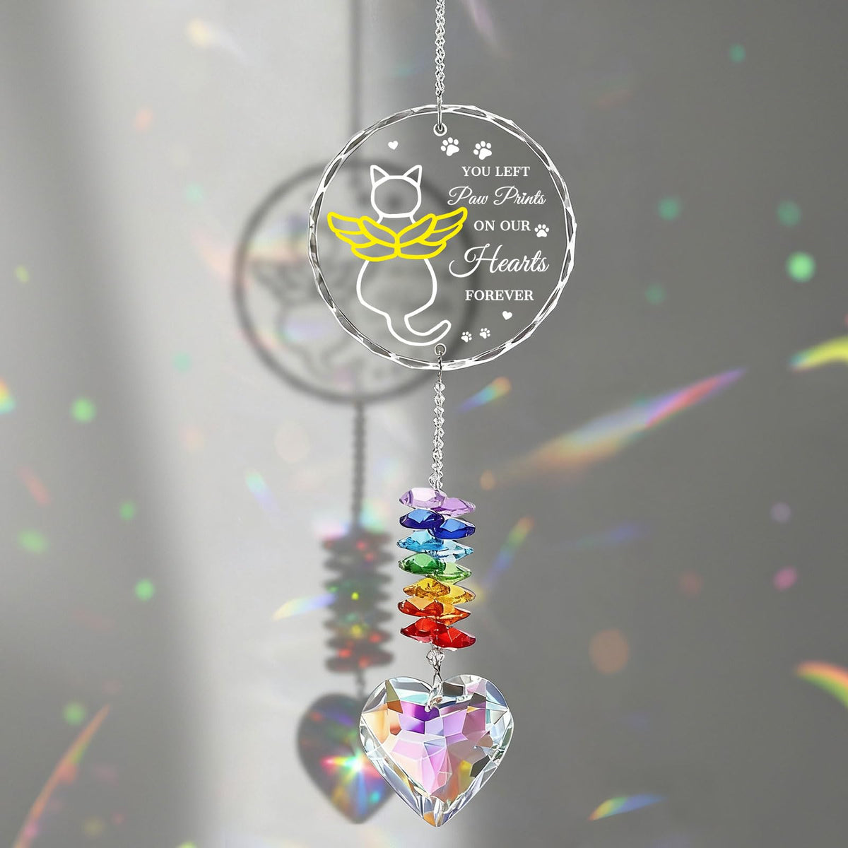 JSTLCD cat memorial suncatcher crystal window, catching sunlight to honor a feline.